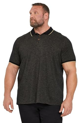 BadRhino Big & Tall Textured Tipped Polo Shirt - Men's - Plus Size Curve Black