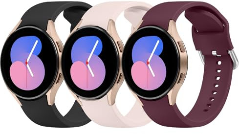 Wanme 【3 Stück】 Armband für Samsung Galaxy Watch 4/5/6/7 40mm 44mm Armband, Silikon Ersatzarmband für Samsung Watch 4 Classic/ 6 Classic/ 5 pro/FE für Damen und Herren (CPack)