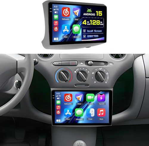 4+128G Autoradio Android per Toyota Yaris Vitz XP10 Square Echo 1999-2005 | Incell Schermo per Auto Wireless Carplay Autoradio 2 DIN GPS Navi Bluetooth 5.0 WiFi FM/RDS Retrocamera EQ 4+128G