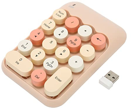 Yosoo Health Gear Tragbarer Geräuschloser Nummernblock, 18 Kabellose Tasten, Automatischer Ruhezustand, Taschenrechner-Verknüpfung, Geräuschlose Tasten, für Laptop-PC Mac OS (Milchteefarbe,