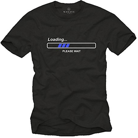 MAKAYA Cooles Geek T-Shirt mit Spruch Loading Please Wait Schwarz Männer S-XXXL