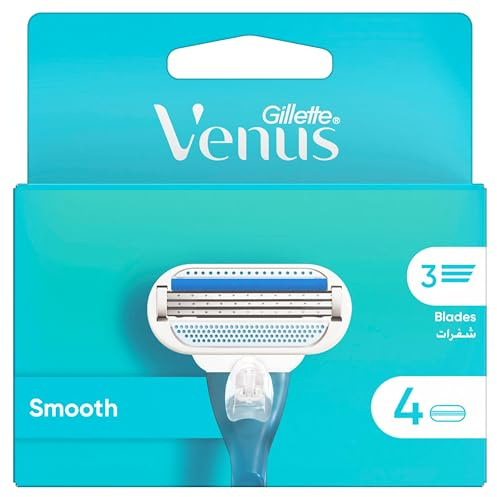 Gillette Venus Smooth Razor Blades for Women, Pack of 4 Refill Blades (Packaging May Vary)
