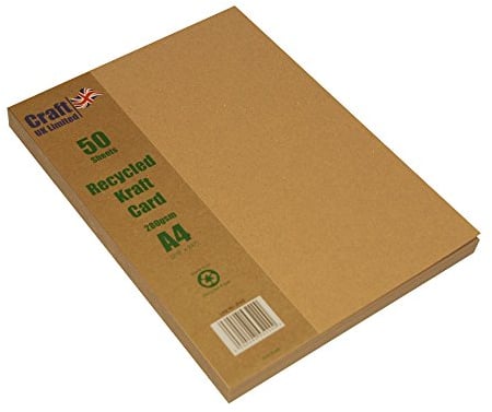 Craft UK Carta Kraft Marrone Formato A4, 280 g/mq, 50 Fogli, Cartoncino, Brown, 29.7 x 21 x 2.2 cm
