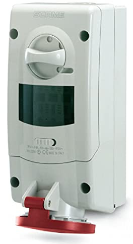 SCAME PARRE 562.1687 Wall Angled Socket 3P + N 16 A 6h IP44, with Fuse, Red