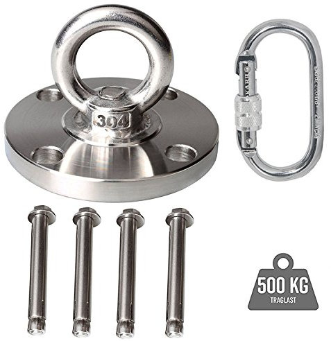 Edelstahl Schwerlast Deckenhaken Premium Hängematten Haken, Deckenhalterung - Edelstahl Halterung und Deckenhalterung aus Edelstahl-Schrauben und Dübel für Sling-Trainer, Sonnensegel,Yoga, Hängematte
