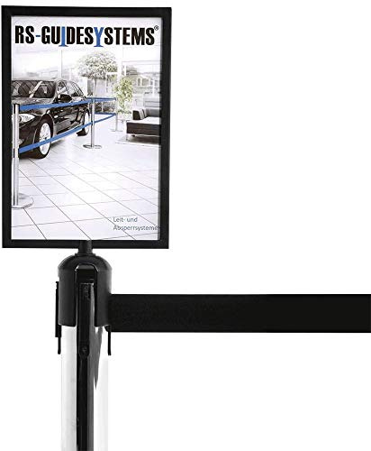 RS-GUIDESYSTEMS Schilderhalter DIN A4 Hochformat, Aufsatz für Gurtpfosten aus Aluminium, Glas, Art.-Nr. GLS 40-175 | Gurtpfosten | Gurtständer | Personenleitsystem