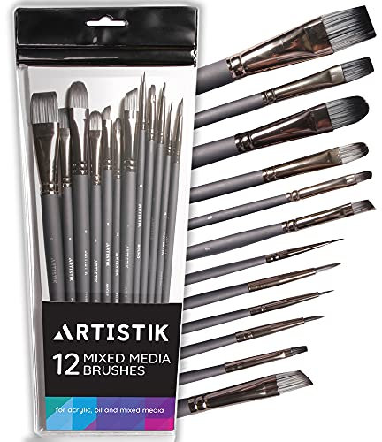 Fine Detail Paint Brush Set - (12 Piece Set) Miniature Brushes for Acrylic, Oil Watercolor, Model Craft Miniatures Painting, Paintbrushes, Professional Detailing Paint Kit