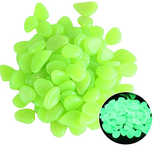 COMVIP 50Pcs Galet Lumineux Extérieur pour Jardin Gravier Fluorescent Aquarium Vert