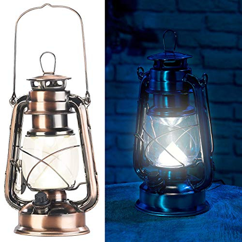 Lunartec LED Sturmlaternen: Ultra helle LED-Sturmlampe mit Akku, 200 lm, 3W, warmweiß, Bronze (Sturmlaterne Akku, dimmbare Sturmlampe mit, Tischleuchte Batterie)