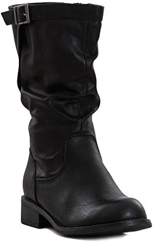 Toocool - Scarpe Donna Stivali Biker Motociclista Ecopelle Casual Fibbia LO-991 [39,Nero]