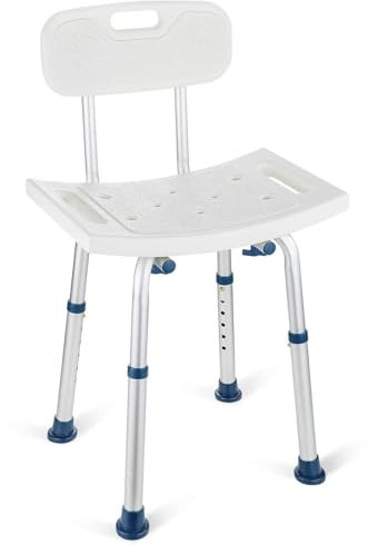 GreenChief Shower Chair with Back Removable - Small Shower Stool for Inside Shower, Narrow Bathtub Chair, Adjustable Shower Seat for Seniors, Elderly, Handicap, Disabled (300 LBS)