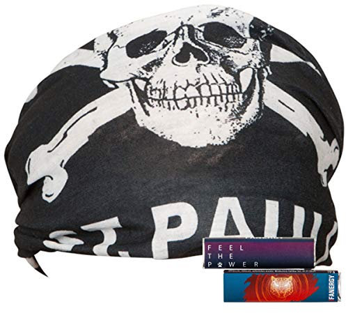 FC St. Pauli Schlauchschal Umhängetuch Schlauchtuch Multifunktionstuch Schal Tuch Aufdruck Totenkopf Damen Herren Unisex schwarz + 4X FANERGY Traubenzucker