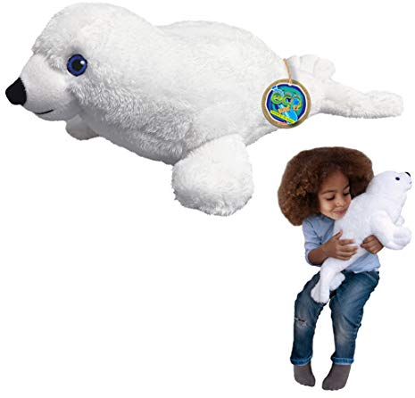 EcoBuddiez - Harp Seal from Deluxebase. Large 50cm Soft Plush Animals made from Recycled Plastic Bottles. Eco-Friendly Cuddly Gift for Kids and Cute Stuffed Animal Toy for Toddlers.