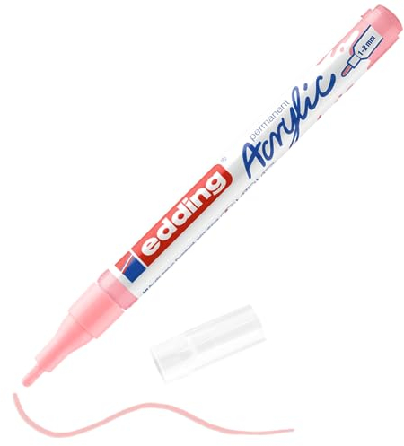 edding 5300 Acrylmarker fein - rosa - 1 Acrylstift wasserfest - feine Rundspitze 1-2 mm - Acryl Farben zum Malen auf Leinwand, Malpapier und Holz - Acrylstifte für Steine