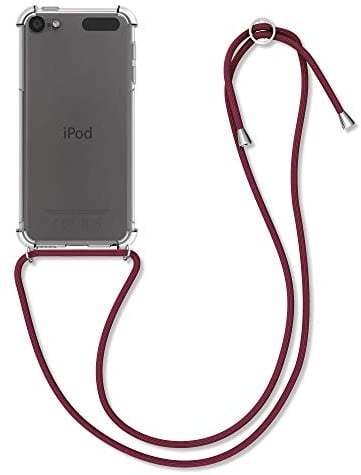 kwmobile Hülle kompatibel mit Apple iPod Touch 6G / 7G (6. und 7.Generation) - mit Kordel zum Umhängen - Silikon Schutzhülle Transparent Dunkelrot