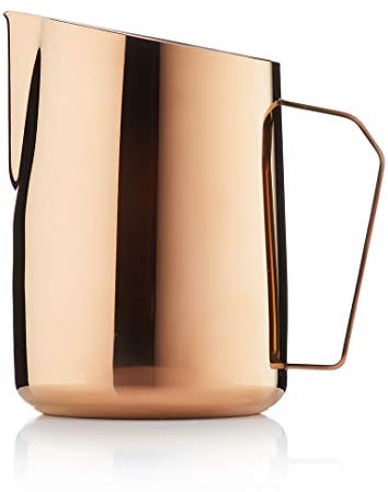 Barista & Co Stainless Steel Milk Jug - Portable Dial Milk Frothing Jug for Coffee Machine with Internal Measuring Marks - Gold 600ml Milk Frothing Pitcher for Coffee Art Making, as Latte, Cappuccino