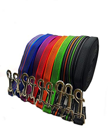 Schleppleine Hundeleine gummiert 1m - 40m / 20mm breit/für mittlere und große Hunde mit/ohne Handschlaufe Fährtenleine/Übungsleine (8m OHNE Handschlaufe, Schwarz-Orange gummiert)