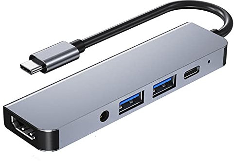 USB Tipo C a concentrador multipuerto HDMI, USB C (USB3.1) a HDMI 4K AV Digital, con USB 3.0, USB 2.0, Cargador PD 60W, Audio para Auriculares de 3.5 mm, Base HDMI portátil 4K para Nintendo Switch