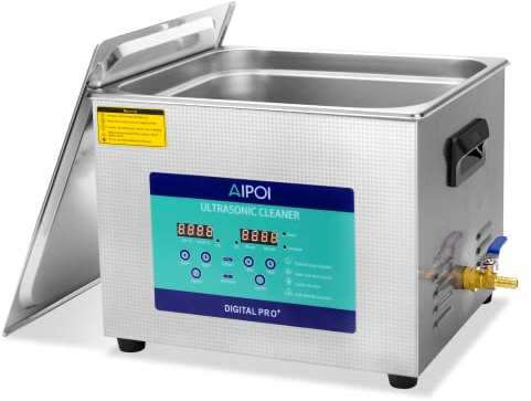 AIPOI Nettoyeur à Ultrasons 15L, Appareil de Nettoyage à Ultrasons avec Minuterie et Chauffage, Nettoyage par Carburateur, Pièces pour Vélos et Voitures, Outils de Laboratoire, Circuit Imprimé
