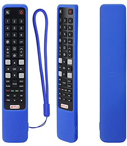 Custodia Protettiva in Silicone per RCA TCL Telecomando RC802N RC80N 43P20US 49C2US 50P20US 55X2US 65P20US, YiBiChin Custodia Telecomando per TCL Android 4K UHD Smart TV Telecomando (Blu)