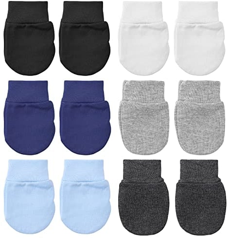 ASTER 6 Paires Moufle Bébé Nouveau-né Gants en Coton Mitaines Bébé Nouveau-né Gants Tout Petits Coton Doux Pas de Rayures pour 0-6 Mois Gants Bébé Garçons Filles