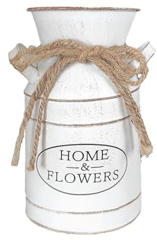 Yaartz Vintage Milk Jug Baking Finish + Anti-Leakage Glue Metal Vase French Rustic Flower Bucket Farmhouse Decor (Home & Flowers)…
