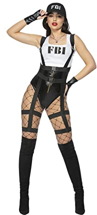 Smiffys Disfraz del FBI de Fever, Chaleco, arnés, pantalones cortos y gorra