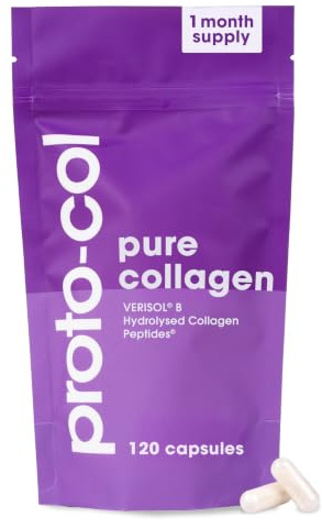 Proto-col Pure Collagen Capsules 2,500mg, Type I & Type III Hydrolysed Collagen Supplement, VERISOL Collagen Peptides for Healthy Skin Hair and Nails, 120 Capsules, Daily Beauty Supplement