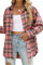 CHYRII Chemise boutonnée en Flanelle à Manches Longues pour Femme - Style décontracté, Rose -7122, Taille S