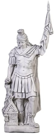 gartendekoparadies.de Statue des Heiligen Florian, Steinfigur, H. 100 cm, 49 kg, Grau, frostsicher aus Steinguss für Außenbereich