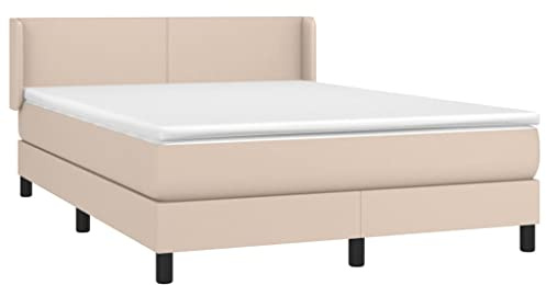 vidaXL Boxspringbett Matratze Doppelbett Kunstlederbett Polsterbett Bettgestell Bett Hotelbett Bettrahmen Lattenrost Schlafzimmerbett Cappuccino-Braun 140x200cm