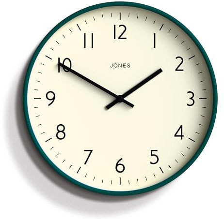JONES CLOCKS® Studio Uhr | Moderne runde wanduhr | 30cm | Dunkelgrün | Leicht lesbare Zahlen | Vielseitiges Design für küche, Wohnzimmer oder büro