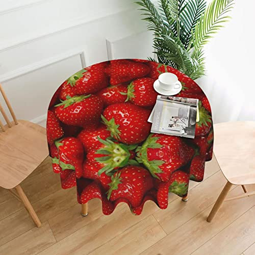 OGNOT Tischdecke, rund, Erdbeer-Obst, Dekostoff, für Esstisch, Buffet-Partys und Camping
