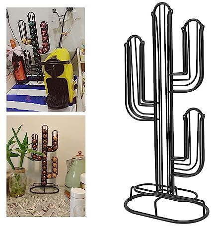 Porta Capsule di caffè a Forma di Cactus, Porta Capsule di caffè, Portaoggetti per Capsule di caffè in Ferro Nero per la Casa, Portaoggetti per Cialde di caffè 48 Cialde di caffè