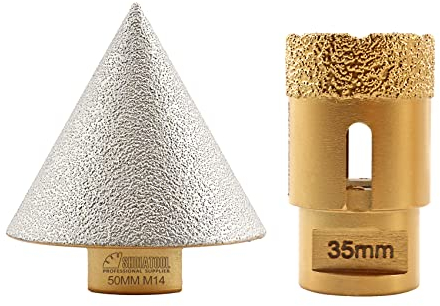 SHDIATOOL Fraisage de chanfreins au diamant 50MM M14 Foret conique diamant pour carrelage 35mm Agrandir les trous de Chanfrein existants pour le marbre céramique et le granit