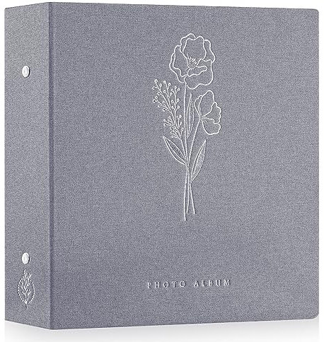 Lanpn Album Photo 11x15 11,5x15 1000 Pochette, Grand Geant Format Lin Tissu Album pour Horizontal Vertical Photos Gris