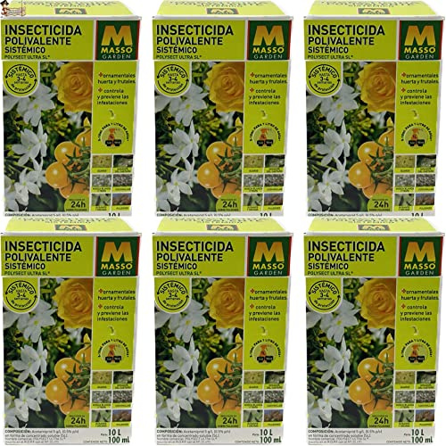 BricoLoco.com Insecticida sistémico Plantas Exterior. Acetamiprid 5g/l. ¡6x100 ml.! Polivalente contra pulgón, cochinilla, Mosca Blanca, Trips, ácaros. Efectos visibles en pulgones en 24 Horas. (6)