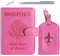 Reisepasshülle Brieftasche RFID-blockierendes Leder Kartenetui Reisezubehör für Damen Herren, 114#Pink, Mit Gepäckanhänger