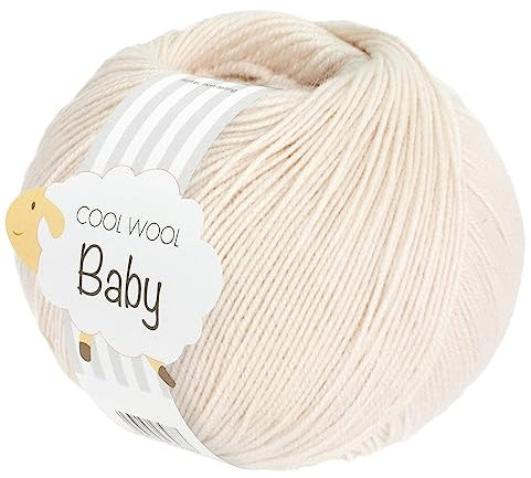 LANA GROSSA Cool Wool Baby | 100% Schurwolle Merino, filzfrei | Handstrickgarn aus 100% Schurwolle (Merino) | 50g Wolle zum Stricken & Häkeln | 220m Garn FB 323