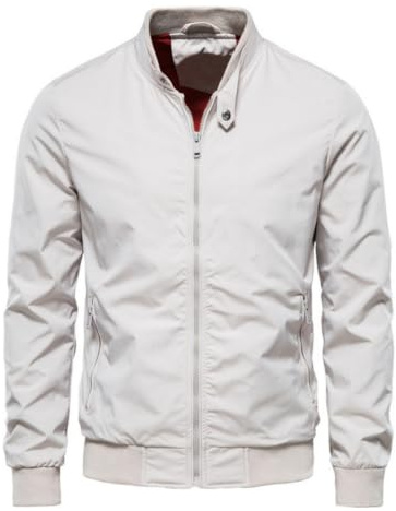 HOTIAN Veste coupe-vent légère pour homme avec col montant, veste demi-saison, veste de loisirs avec poches zippées