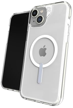 ZAGG Crystal Palace Snap Graphene-Reinforced Case for iPhone 14 Plus and iPhone 15 Plus [6.7-Inch], MagSafe Compatible, Anti-Yellowing, Shockproof Phone Back Cover (Transparent)