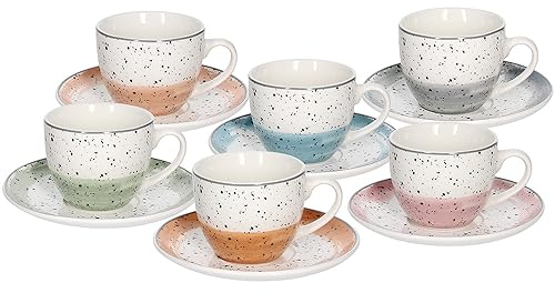 Tognana Sienna, set 6 tazze tè con piatto, new bone china, multicolor