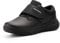 FitVille Hausschuhe extra weit Herren Sneaker mit Klettverschluss extra breite Lederschuhe ohne Schnürsenkel Schwarz 45 EU X-Weit
