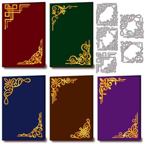 GLOBLELAND Fensterrahmen Ecken Stanzformen Für Die Kartenherstellung, Blumen Spitzen Eckenstanzungen, Prägeschablonen Aus Karbonstahl, Vorlage Für DIY, Scrapbooking, Album, Basteldekoration