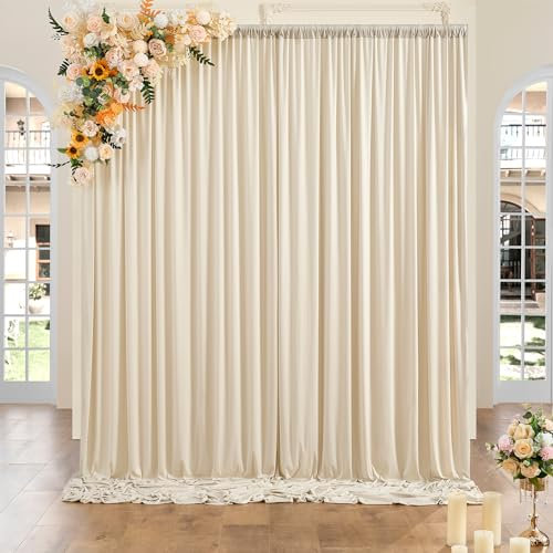 HBBMAGIC 2 Stücke 1,5×3cm Beige Hintergrund Vorhänge für Hochzeit Party 100% Polyester Falten freie Beige Hintergrund Vorhänge für Geburtstag Taufe Baby Dusche Braut Dusche Fotowand