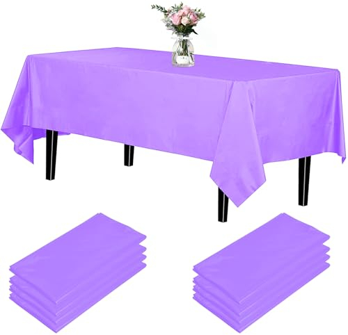 Newthinking Einweg Party Tischdecken, Rechteckig, 137 x 274 cm, 4 Stück, Kunststoff-Tischdecke für Party, Hochzeit, Grillen,Picknick, Weihnachten (lila)