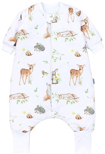 TupTam Baby Schlafsack mit Beinen und Ärmeln OEKO-TEX zertifizierte Materialien, Winterschlafsack 2,5 TOG Unisex, Farbe: Wald Tiere Braun Beige Fuchs Reh Igel Eichhörnchen, Größe: 104-110