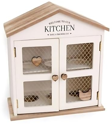 Marco Paul - Portauova in legno, color crema, per 6 uova, shabby chic, con ante per la tua cucina rustica