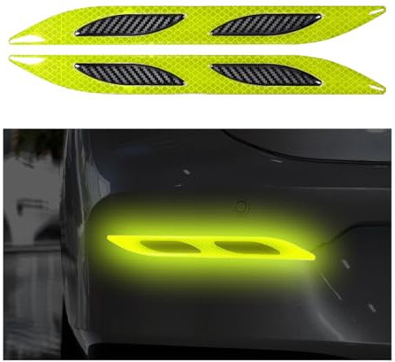 CGEAMDY 2 Stück Autoreflektierende Aufkleber, 3D Starke Reflektierende Streifen Aufkleber, Auto Kotflügel Motorhaube Stoßstange Reflektierende Aufkleber(Grün)