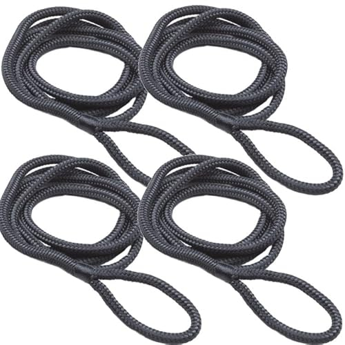 4 Stück Fenderleinen mit Auge 6 mm Bootsfender Fender schwarz